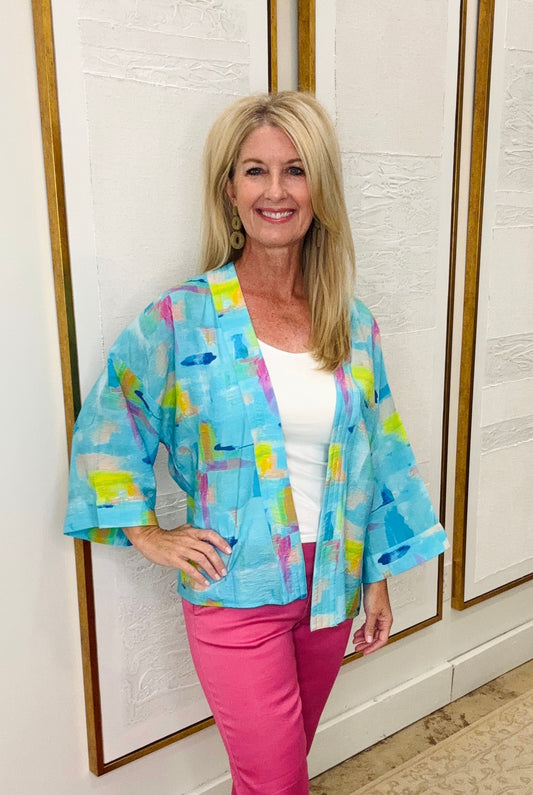 Blue Multi Kimono