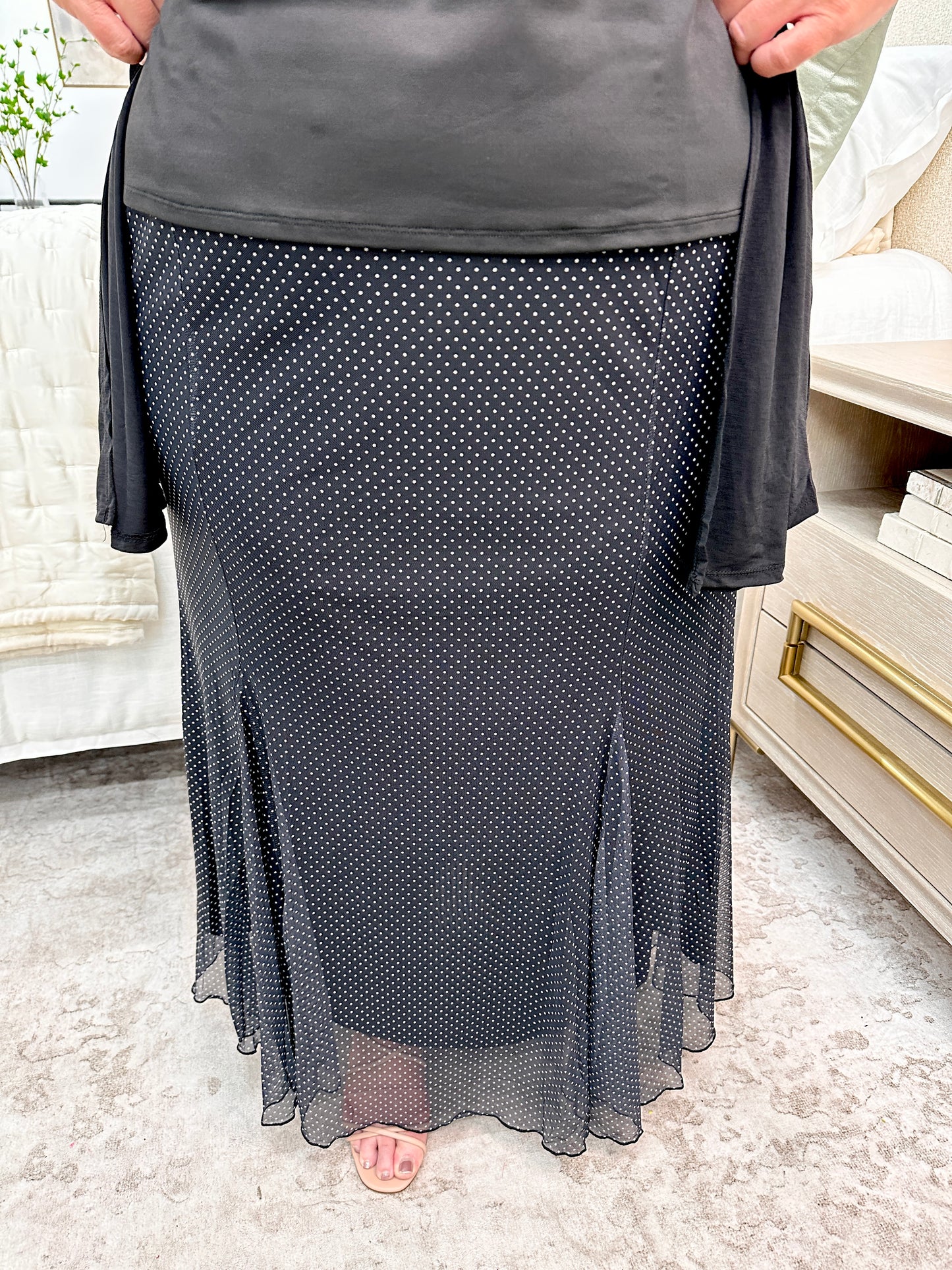Plus Polka Dot Maxi Skirt