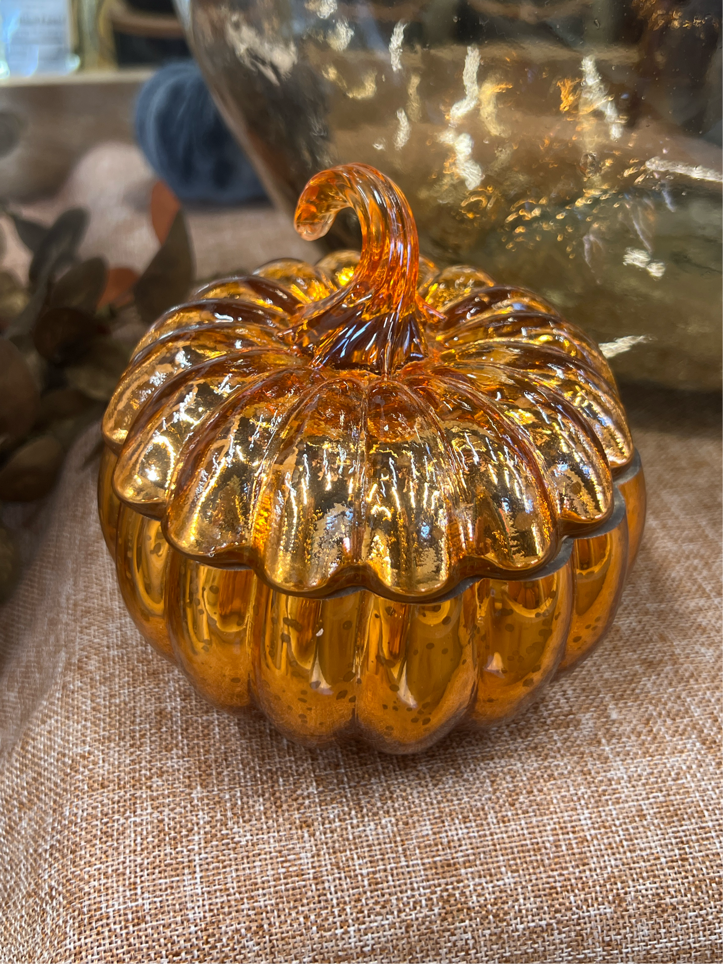 Mercury Glass Pumpkin Candle