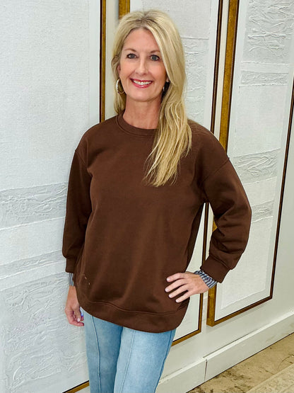 Brown Stripe Detail Sweatshirt