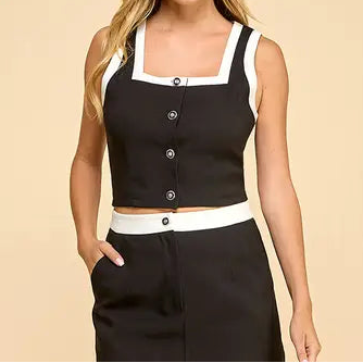 Black Crop Vest & Skort Set
