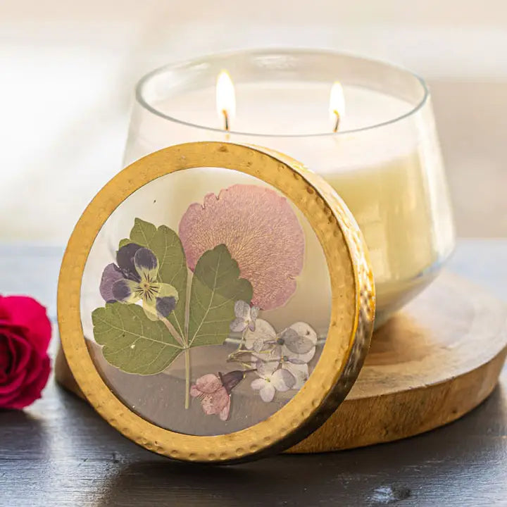 Pressed Floral Candle