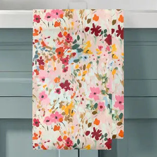Bright Multicolor Flower Waffle Tea Towel