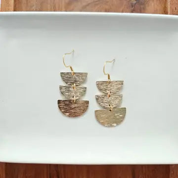 Gold Half Crescent Drop Earrings