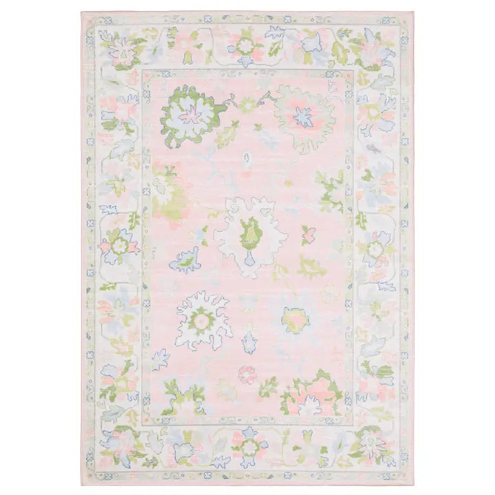Pastel Pink Floral Rug 2' x 7'