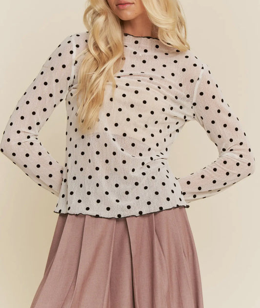 Plus Mesh Layering Top/Black & White