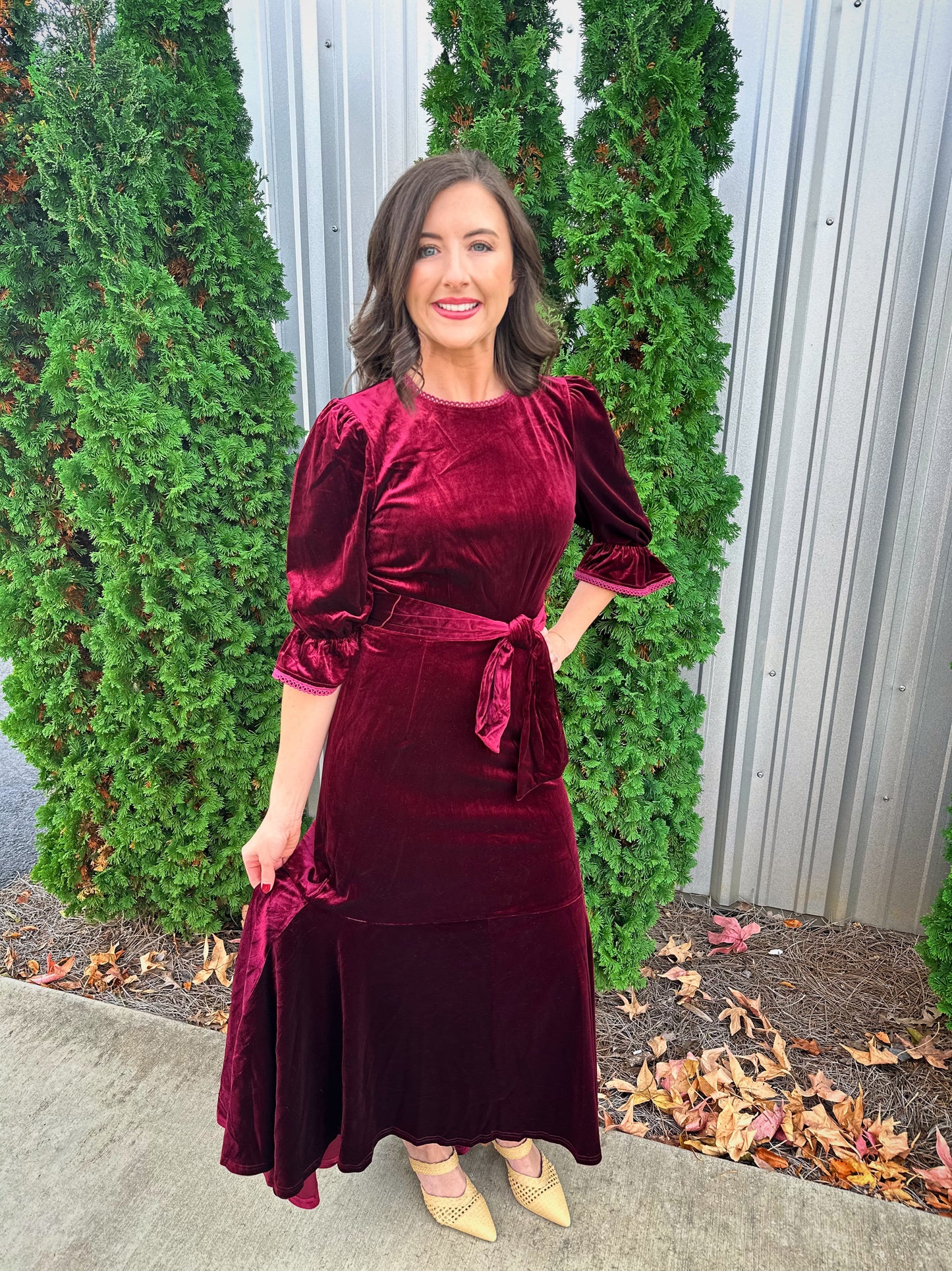 Burgundy Velvet Dress