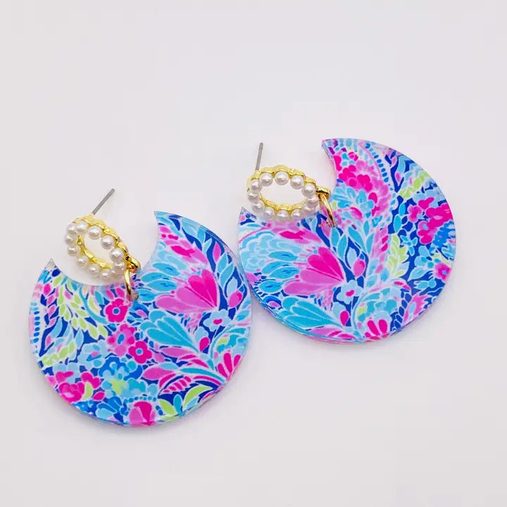 Floral Abstract Gold & Pearl Earrings