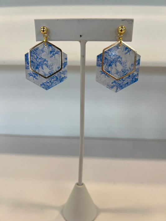 Blue Chinoiserie Earrings