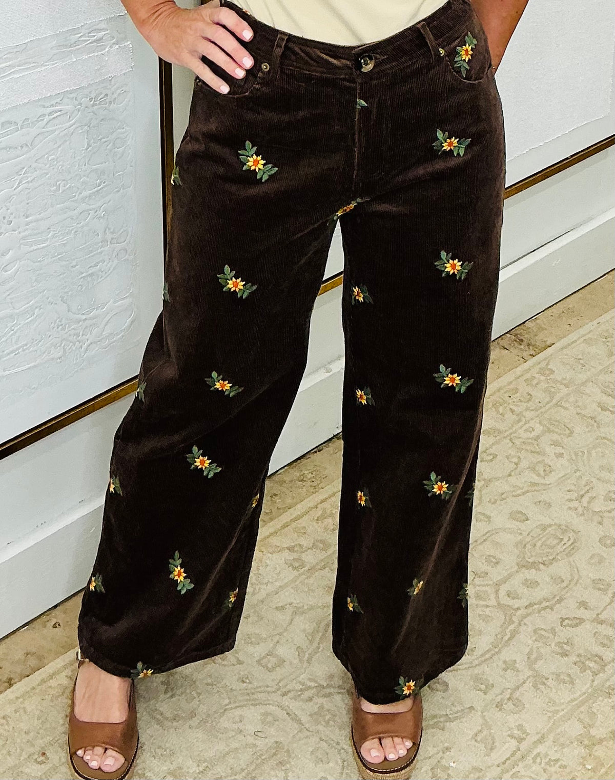 Blown Floral Corduroy Pants