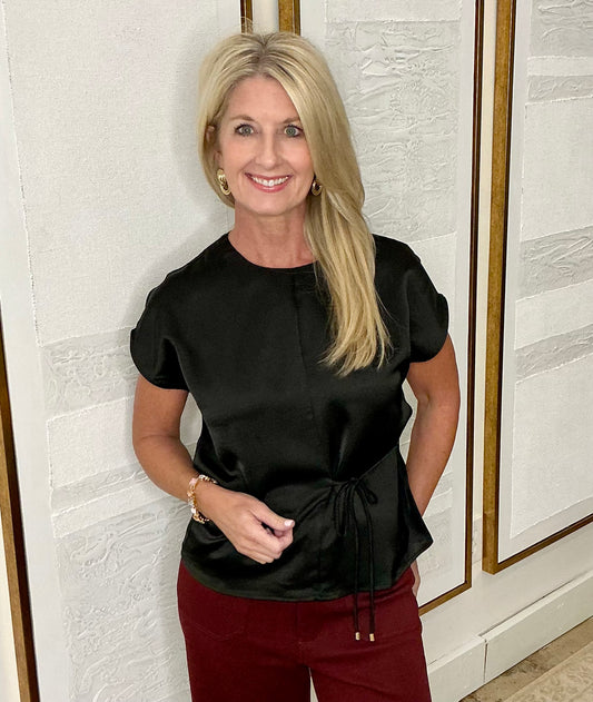 Black Lace Up Tie Top
