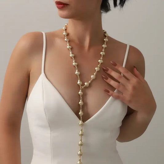 Gold Plated Pomegranate Lariat Necklace