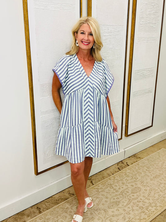 Mint Blue V-Neck Dress