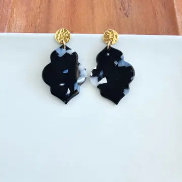 Black Marquis Dangle Earrings