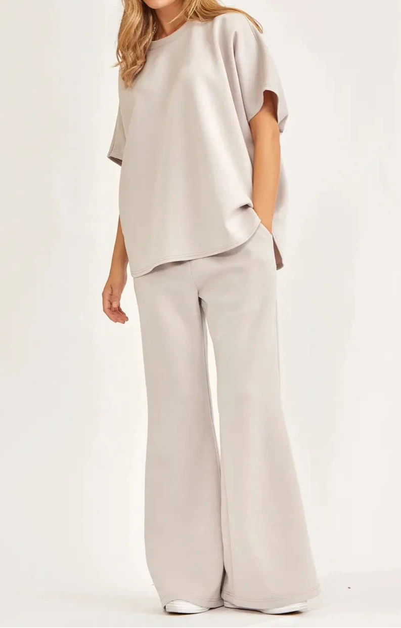 Plus Size Grey Poncho Top Pant Set