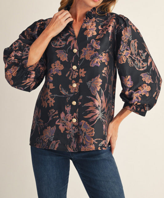 Jacquard Print Blouse