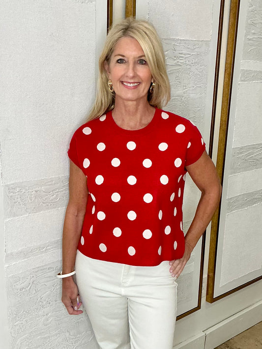 Polka Dot Red/White Sweater