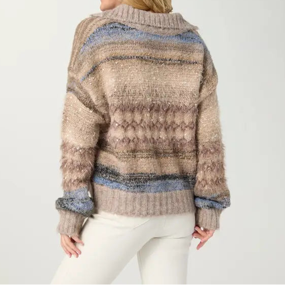 Mohair Sweater w/ Button Collar