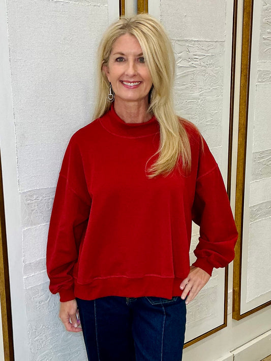 Mock Neck Sweatshirt Crimson