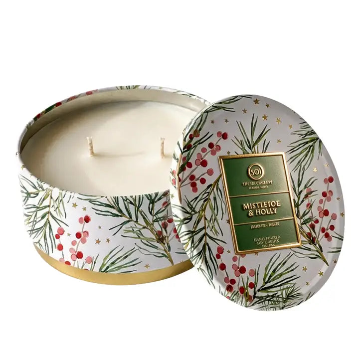 Mistle Toe & Holly Tin Candle