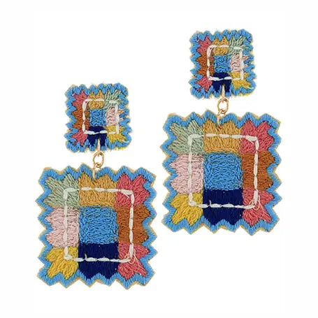 Multicolor Embroidered Earrings