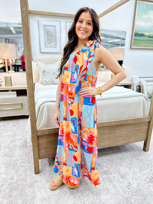 Tropical Print Maxi Dress