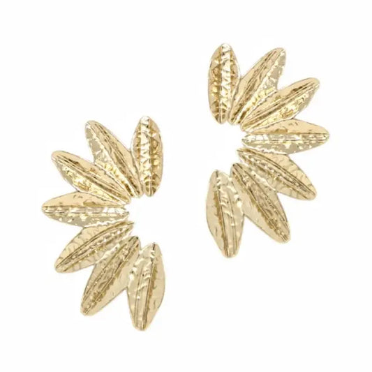 Gold Textured Wing Earrings