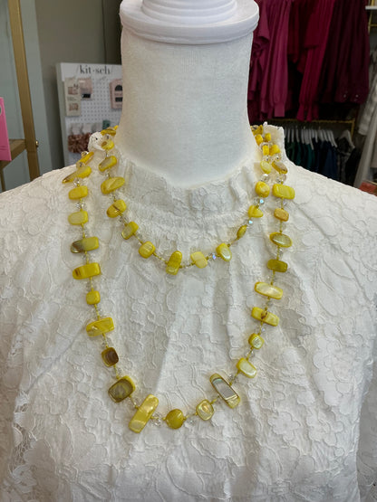 Long Shell & Crystal Necklace