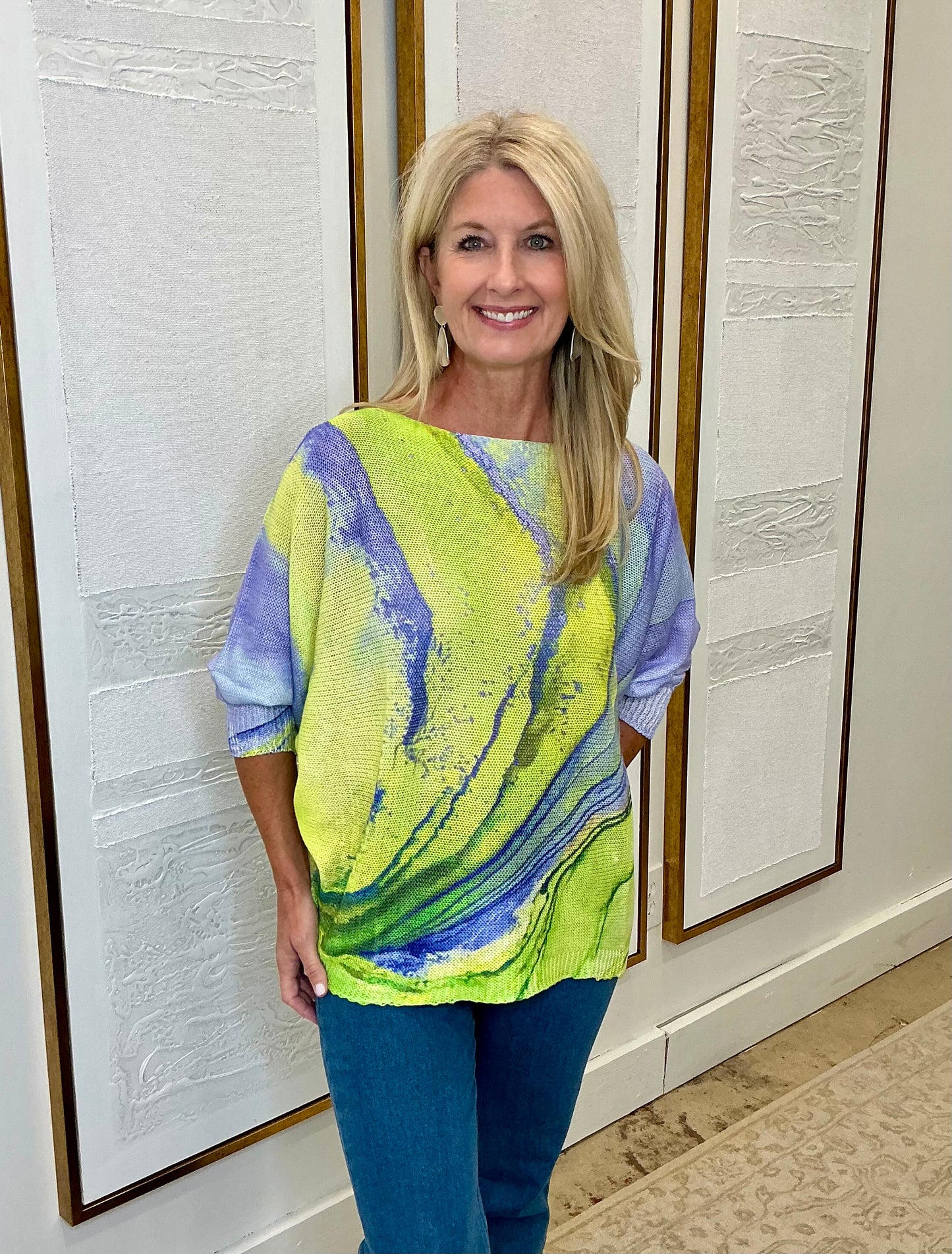 Yellow & Purple Tie-Dye Sweater - One Size