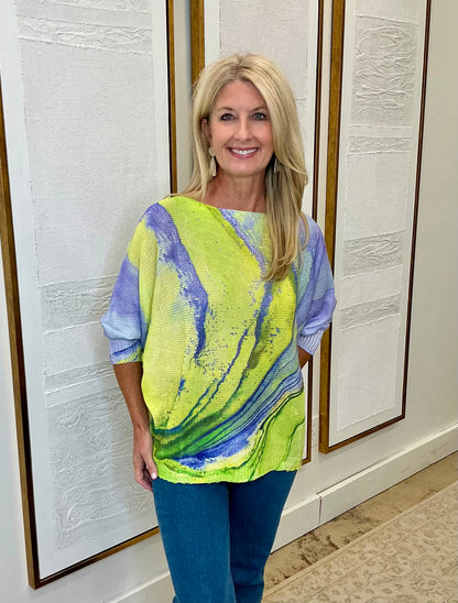 Yellow & Purple Tie-Dye Sweater - One Size