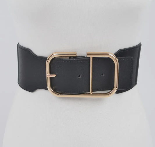 Elastic Belt with Metal Buckle/Black