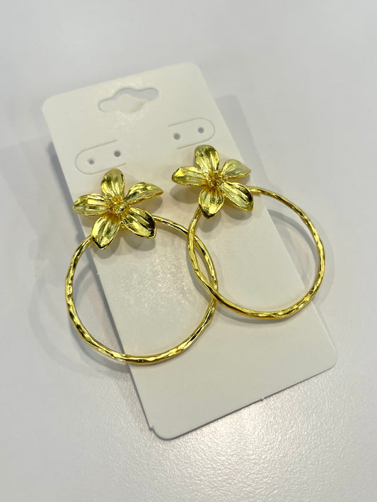 Gold Flower Hoop Earrings