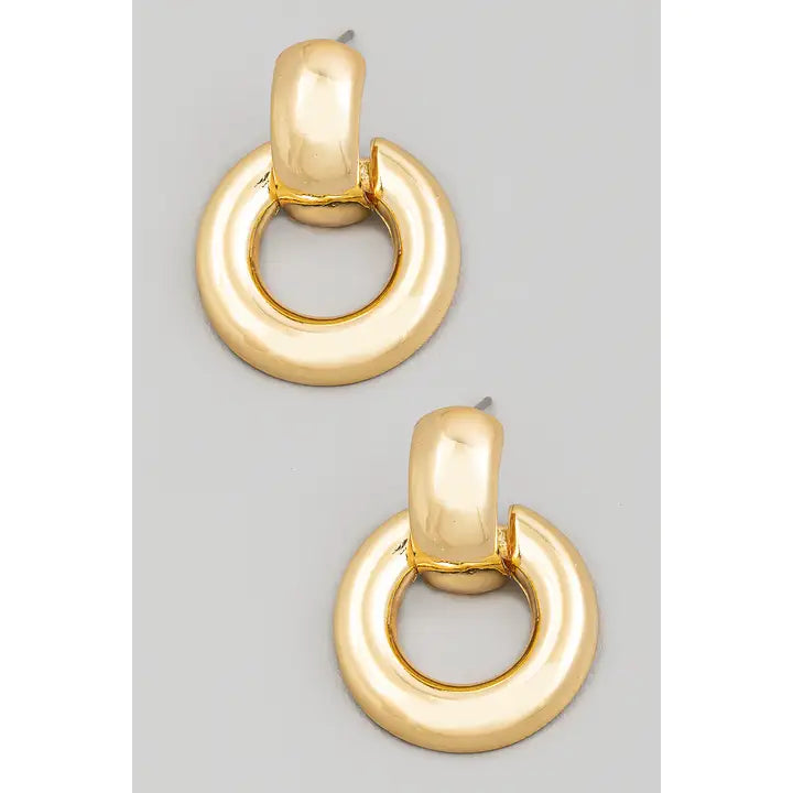 Gold Circle Link Earrings