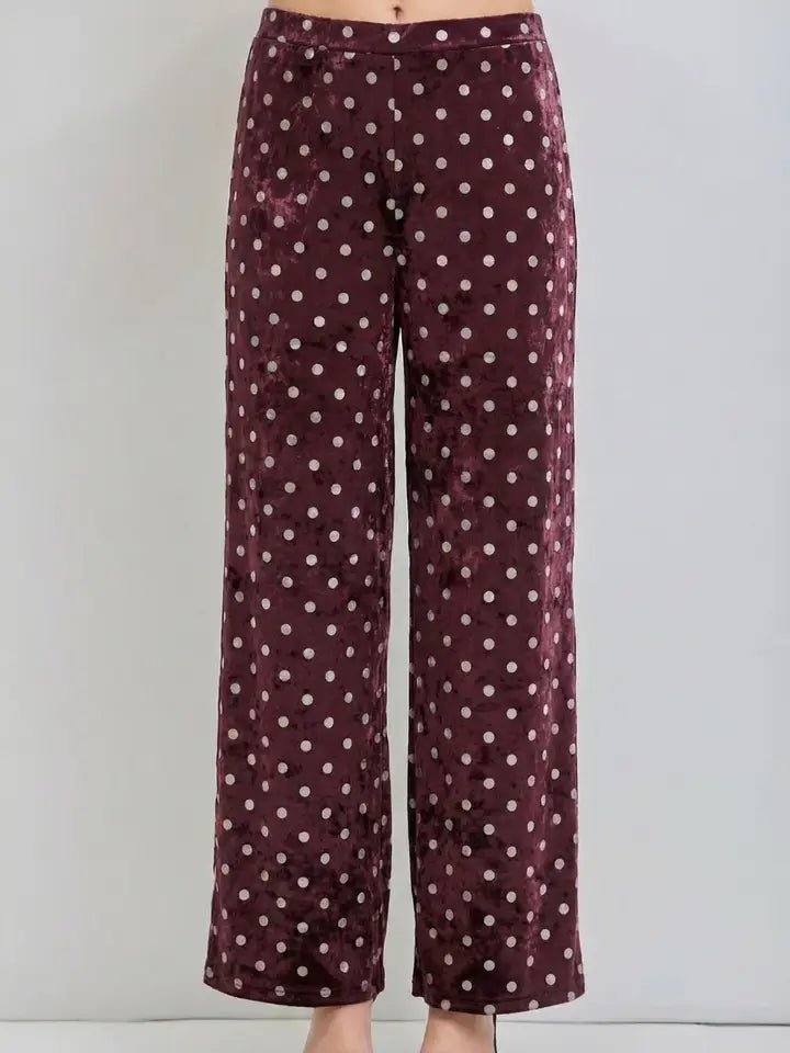 Plus Burgundy Polka Dot Pants