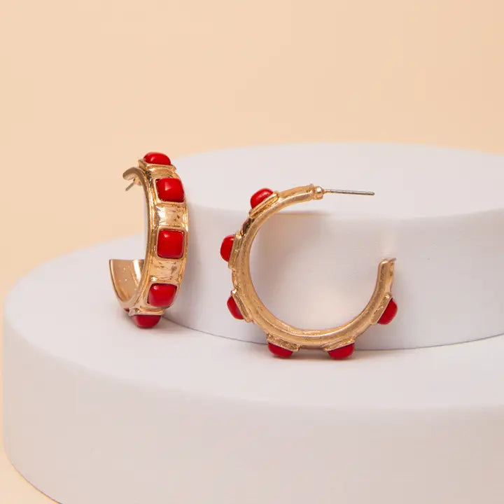 Gold Bezel Rhinestone Earrings
