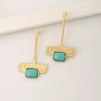 Gold & Turquoise Dangle Earrings