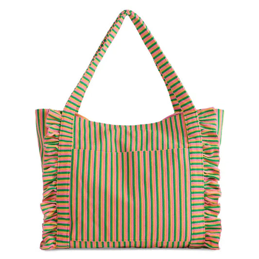 Pink & Green Ruffle Tote
