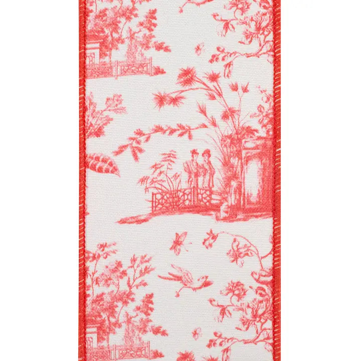 Pink Chinoiserie Ribbon 4" x 5 Yards
