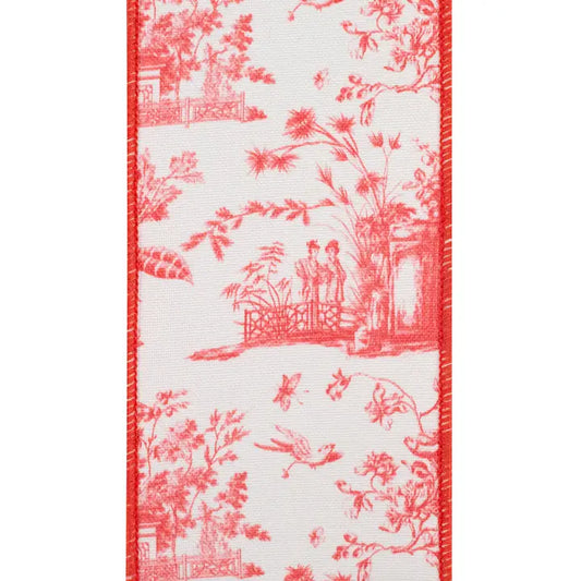Pink Chinoiserie Ribbon 4" x 5 Yards