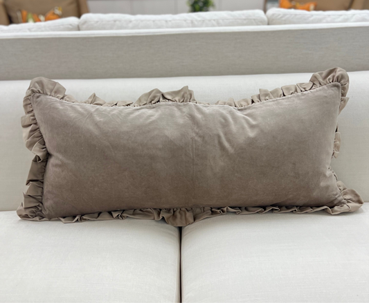 Fawn Ruffle Edge Lumbar Pillow 15"x35"