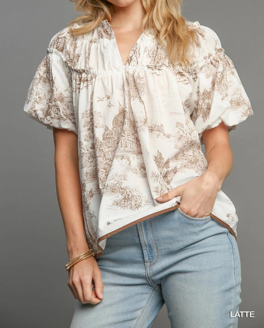 Brown Toile Top