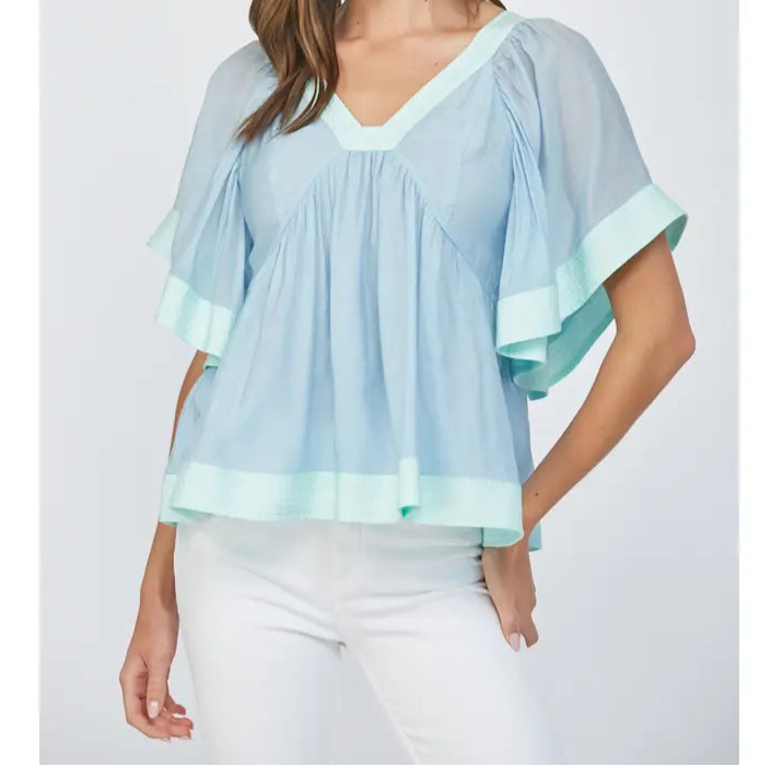 Blue Colorblock Top