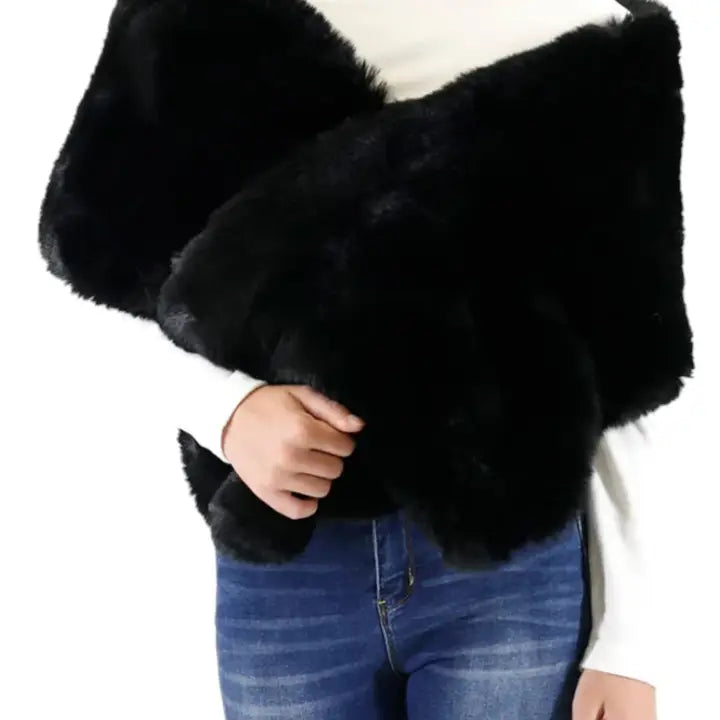 Oversized Faux Fur Pull Through Scarf