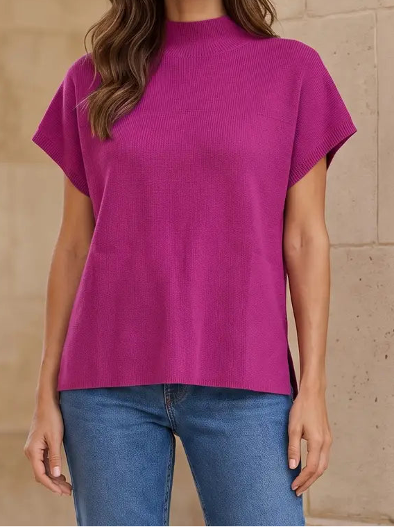 Magenta Mock Neck Sweater