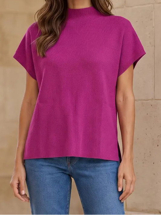 Magenta Mock Neck Sweater
