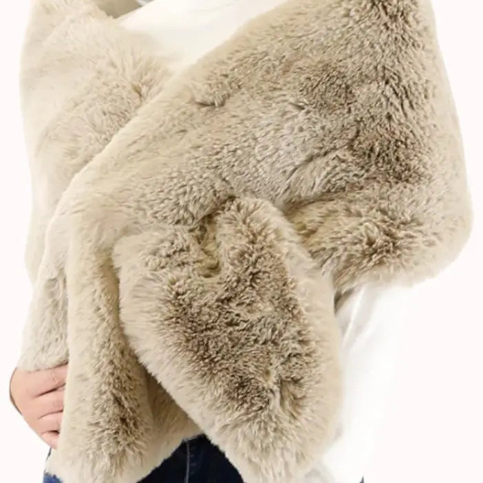 Oversized Faux Fur Pull Through Scarf