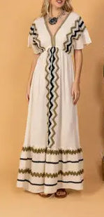 Cream & Brown Dress