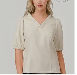 Plus Faux Leather Top/Ivory