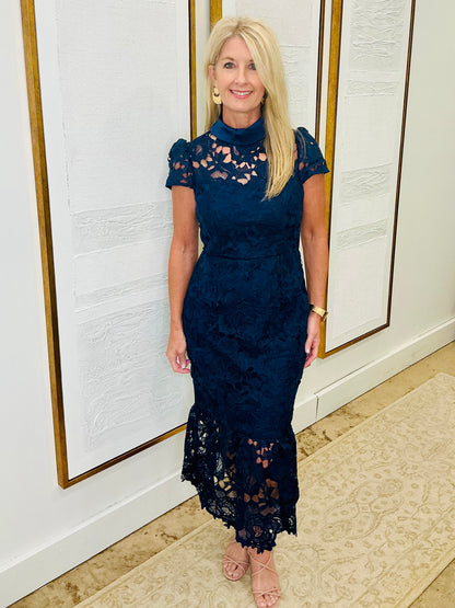 Navy Blue Lace Dress