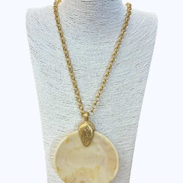 Oversized Disc Pendant Necklace